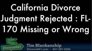 California Divorce Rejected  FL170 Wrong or Missing [upl. by Artcele]