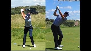 Justin Thomas golf swing  Long Iron faceon amp downtheline July 2017 [upl. by Ennire38]