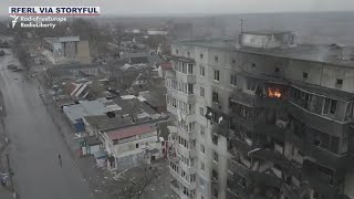 RussiaUkraine war Video shows destruction near Kyiv [upl. by Rainah542]